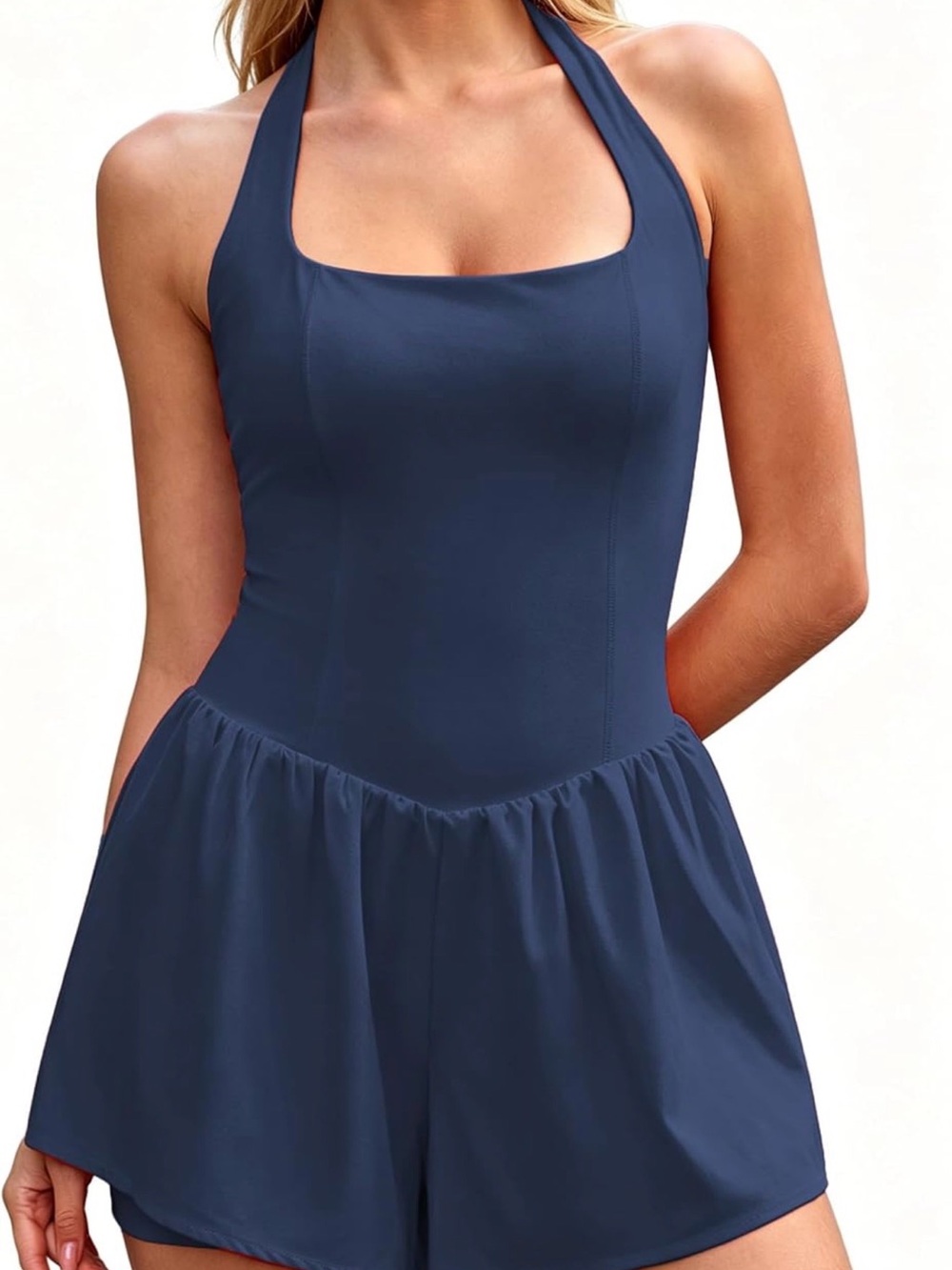 Navy Halter One-Piece Romper